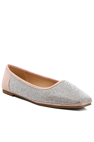 london Rag Women Shimmering Rhinestone Ballerinas in Light Pink