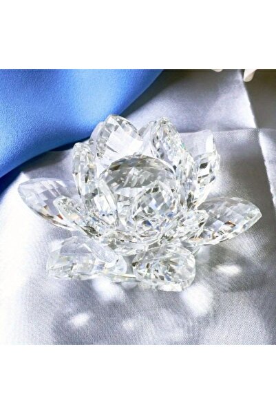 Choice تمثال زهرة اللوتس الكريستالي الأبيض لتزيين المنزل والزفاف، مجموعة الحرف الزجاجية، طاولة ورقية