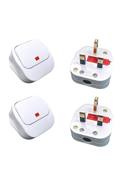 Elikliv Red LED Illuminated 3-Pin UK Plug (4Pack） - 13A Switched Socket with ...