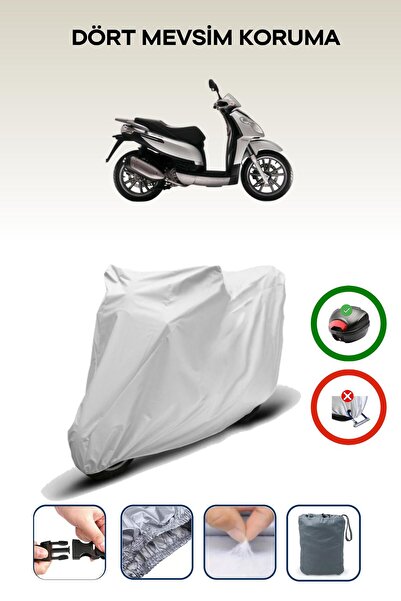 Breen حقيبة خلفية رمادية متوافقة مع غطاء محرك الدراجة النارية Piaggio Carnaby 200 المتوافق مع الدراجات النارية