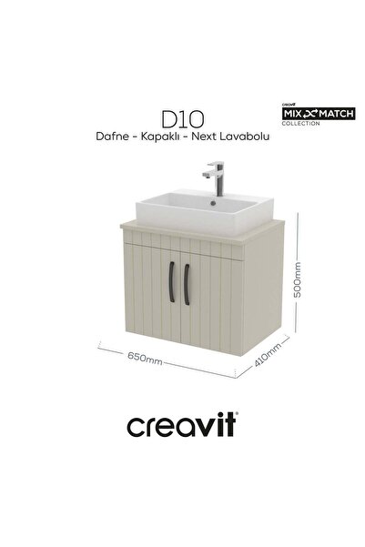 Creavit D10 Next Lavabo Dolabı Kapaklı 65 cm Dafne Gövde Lake Kapak