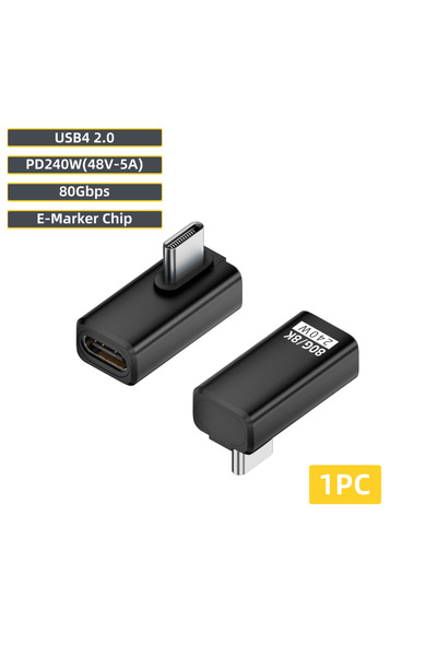 Choice 240-80-ZW-HS محول شحن USB-C إلى Type-C بزاوية مستقيمة بقدرة 240 واط و5...