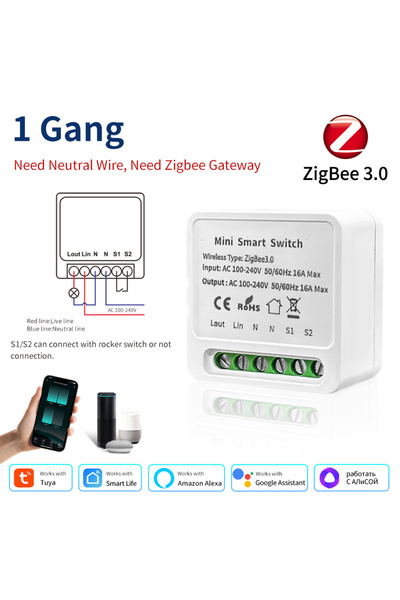 Choice 1 Gang Tuya Zigbee Zigbee 3.0 Smart Wireless Switch 1/2/3 Channels 16A...