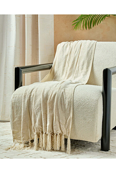 REDTAG Ivory Chenille Throw With Fringe