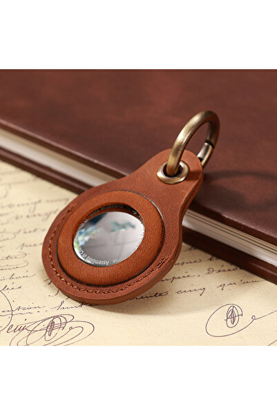 Choice جراب جلدي بني عتيق أصلي لبطاقات AirTags، متوفر بـ 7 ألوان، غطاء واقٍ ل...