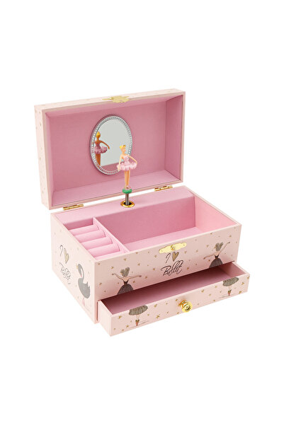 Choice صندوق تخزين مجوهرات موسيقي على شكل بجعة وردية وسوداء، صندوق منظم مجوهر...