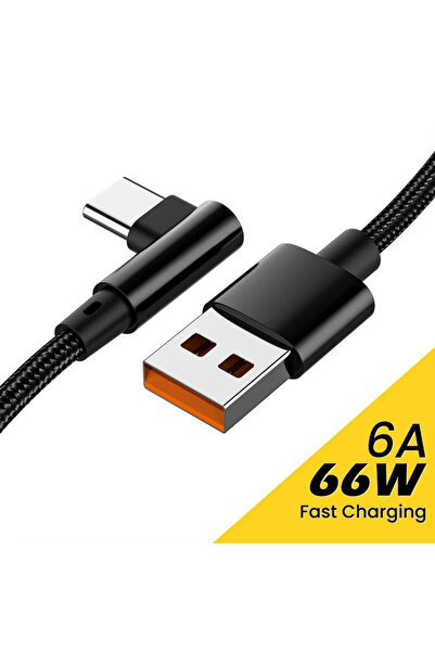 Choice 1.5m Black For Type C 6A 66W 90 Degree Elbow USB A TO USB C Cable Fast...