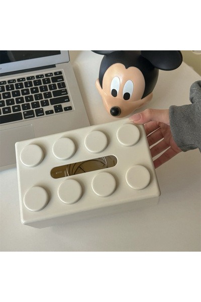 Choice علبة مناديل ورقية بيضاء اللون بتصميم مكعبات بناء كرتونية، قطعة واحدة، ...