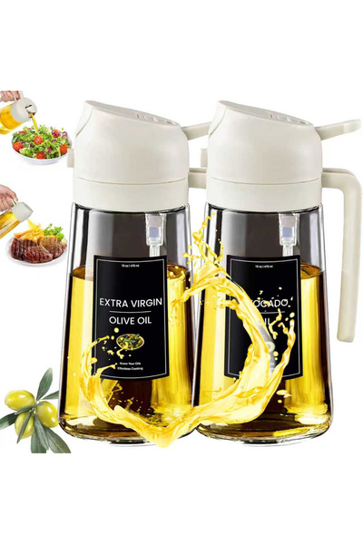 Choice قطعتان من موزع زيت أبيض 2 في 1، بخاخ زيت للطبخ - موزع زيت للمطبخ سعة 4...