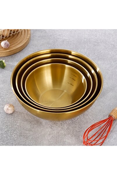 Choice 3pcs 3pcs Stainless Steel Salad Basin, Golden Bowl Cooking Basin Mixing Bowl Baking Special Basin Ki