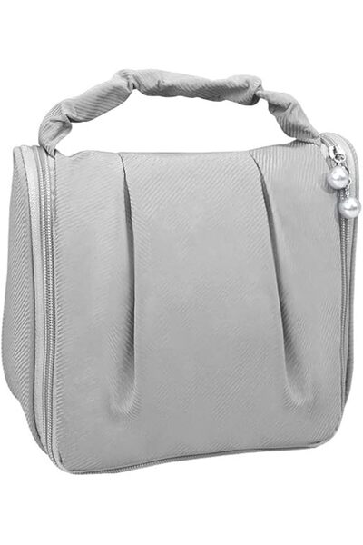 Arabest Cosmetic Bag,Travel Organiser,Hangable Toiletry Bag,Large Capacity,with Hook,Portable(Grey)