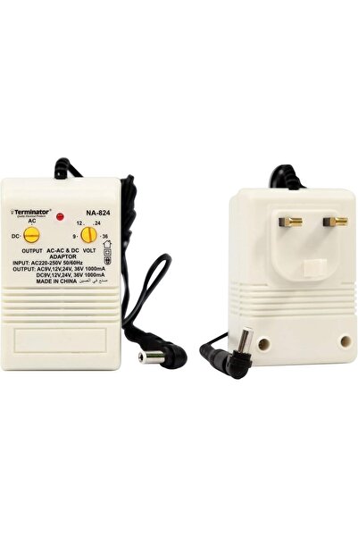 Terminatör محول جهد كهربائي بتحكم محول التيار المتردد إلى التيار المستمر 9 فولت، 12 فولت، 24 فولت، 36 فولت، بقدرة 1000 مللي أمبير، مزود بقابس 13 أمبير