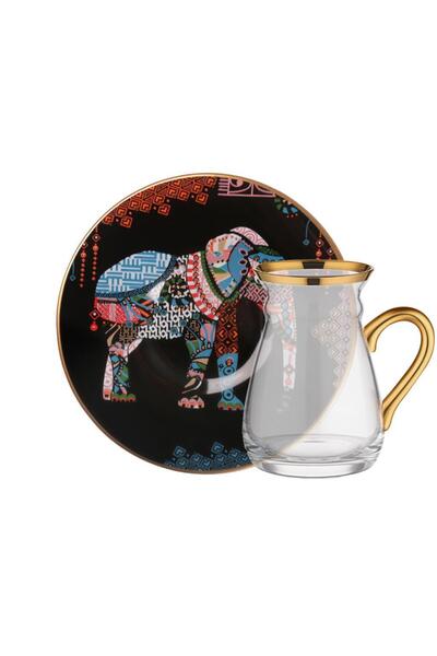 Glore ELEPHANT SİYAH KULPLU TEK KİŞİLİK ÇAY SETİ