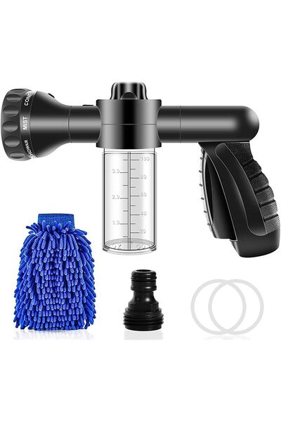 Arabest Portable High-Pressure Water Gun Set, Plastic Garden Sprinkler, Dark Blue Car Wash Gloves