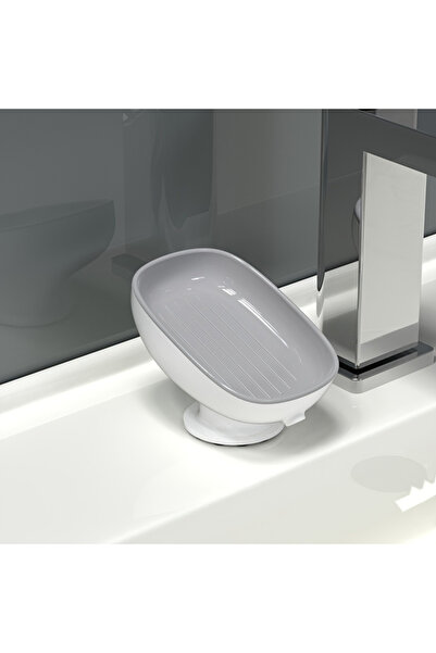 Choice صحن صابون رمادي للاستخدام المنزلي، حامل صابون مزود بفتحات تصريف، رف تخزين فاخر خفيف الوزن لسطح حوض الحمام، سو