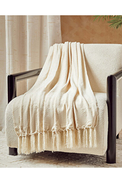 REDTAG Ivory Chenille Throw With Fringe