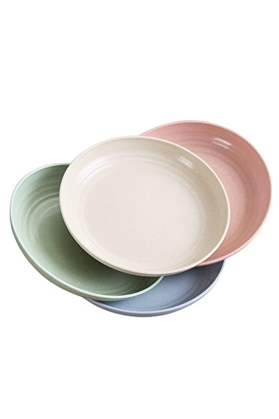 Choice 4pcs 4pcs/Set Wheat Straw Plate Lightweight Unbreakable Reusable Dinner Dishes Plates Dishwasher & M