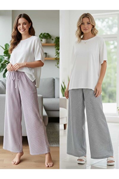 trendmodaal بنطلون رياضي بنمط طريق الماء (1+1)