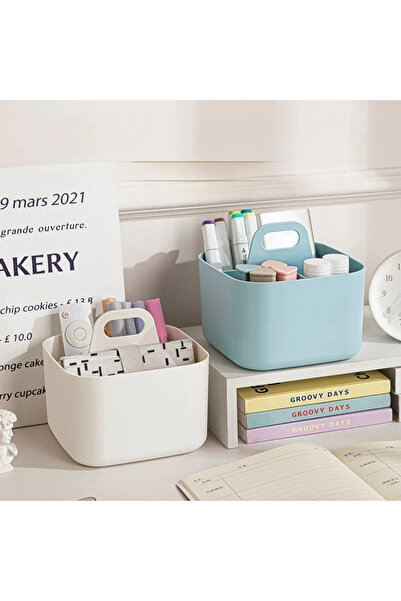 Choice SKY BLUE 3-compartment desktop storage box - for storing stationery and makeup brushes - suitable fo