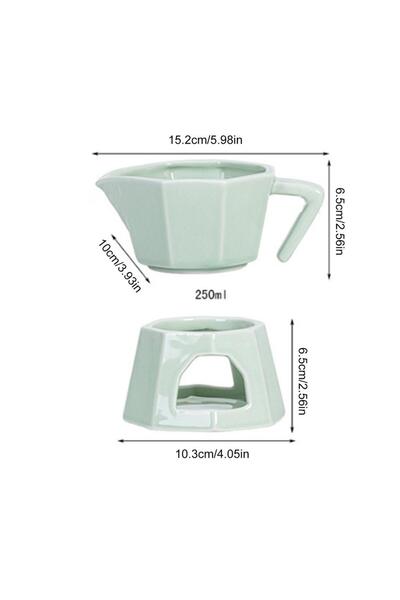 Choice وعاء فوندو صغير أخضر فاتح، سخان زبدة، يذيب الشوكولاتة بالتساوي، كوب فوندو سيراميك