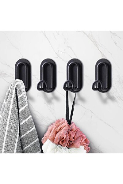 Arabest مجموعة من 4 خطافات لاصقة، خطافات مقاومة للماء، خطافات مناشف سوداء غير لامعة، خطافات جدارية، خطافات حمام (أسود)