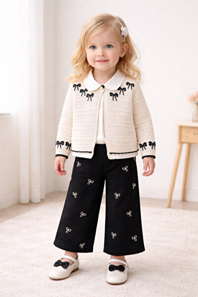 SANTRALBEBE طقم بناتي مكون من 3 قطع مطرزة بالشرائط