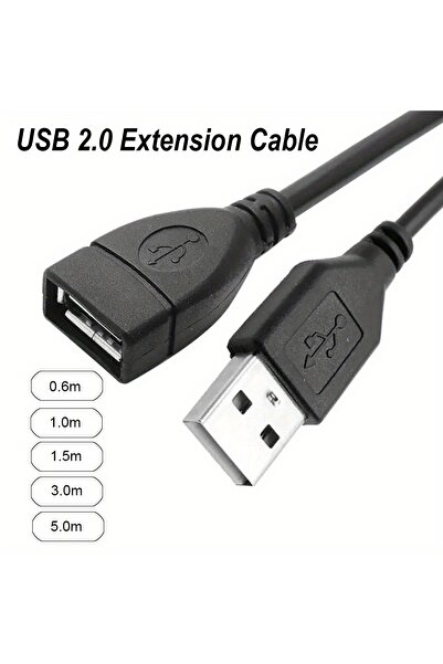 choice2 60cm 2pcs 3.3ft USB 2.0 A Male to A Female Data Sync Black Charger Ex...