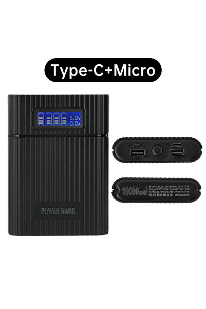 Choice علبة شحن باور بانك سوداء من النوع B، قابلة للتخصيص، تتسع لـ 4 بطاريات ...