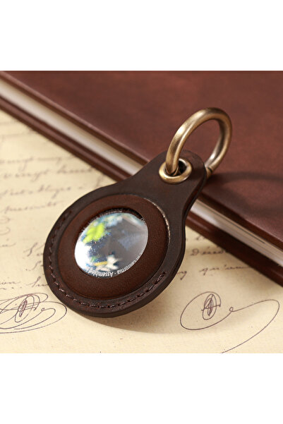 Choice Coffee Vintage Genuine Leather Airtags Case 7 Colors Protective Cover ...