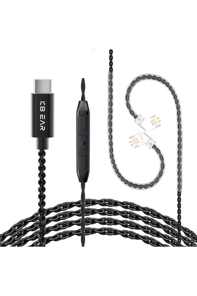 Choice كابل سماعات أذن KBEAR CX01 من النوع C ثنائي الدبابيس مع ميكروفون، بطول...