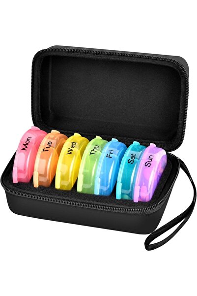 Choice black Weekly Pill Organizer 3 Times a Day, 7 Day Large Compartments Travel Daily Medicine Case Stora