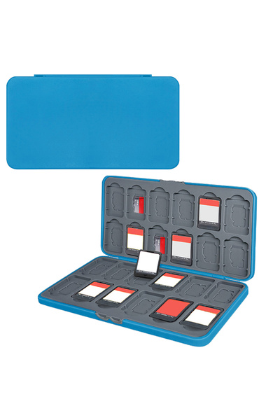 Choice Blue Game Card Box Holder Storage Box, 24 Game Slots and 24 Micro Sd C...