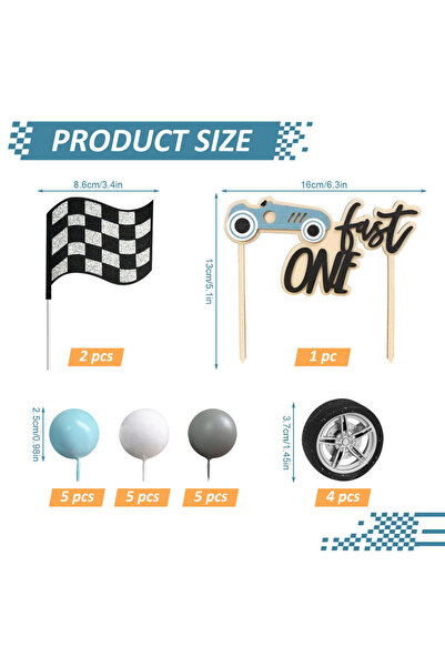Choice ٢٢ قطعة من زينة كعكة عيد الميلاد الأول السريع - زينة كعكة سيارة سباق خ...