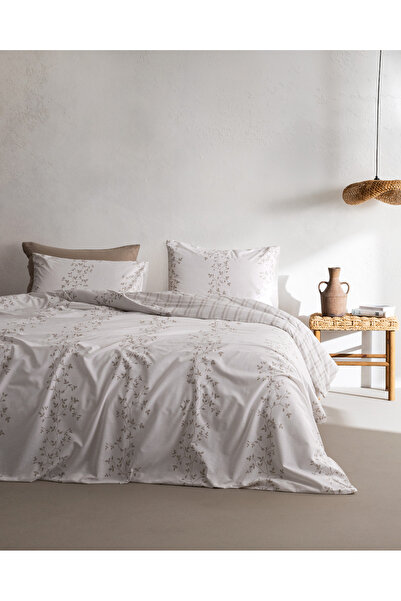 Madame Coco Arsene Single 100% Cotton Ranforce Printed Duvet Cover Set - Beige