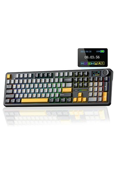 Aula F108 Pro Ekranlı Mekanik Klavye Reaper Switch RGB Hot Swap 8000mAh Makro...