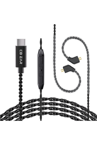 Choice كابل سماعات KBEAR CX01 من النوع C ثنائي الدبابيس، مزود بميكروفون، طوله...