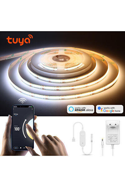 Choice طقم إضاءة LED من 3M، قابس طاقة أوروبي، نطاق درجة حرارة اللون من 2700 كلفن إلى 6500 كلفن، طول 5 أمتار، من Tuya Smart Life WiFi COB CCT، يعمل بجهد 24 فولت تيار مستمر.