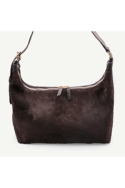 Uderra Leather Uderra Women's Genuine Leather Brown Split Suede Leather Shoulder Bag -S1Kz0340 Brown Split Suede Leather Shoulder Bag