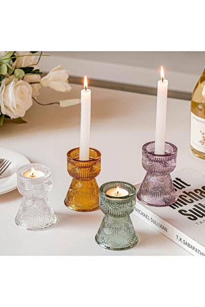 Arabest حاملات شموع، 4 قطع، حامل شموع متعدد الاستخدامات للشموع المدببة وشموع الشاي