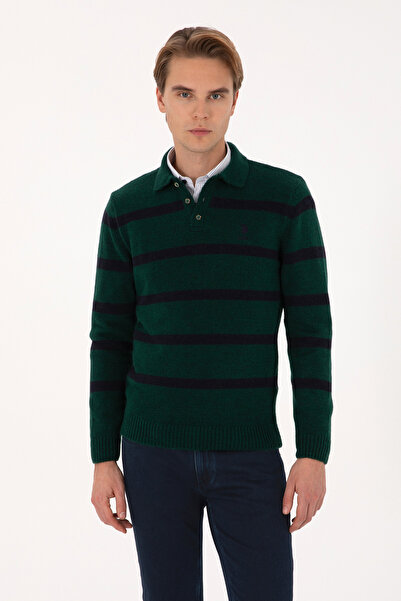 U.S. Polo Assn. Men's Regular Fit Polo Neck Dark Green Sweater 50315036-Vr079