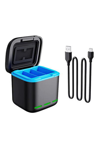 Choice شاحن بطارية أصلي بثلاثة منافذ لكاميرات GoPro Hero 12 و11 و10 و9 باللون...