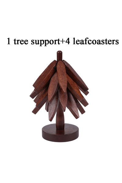 Choice 20cm diameter Walnut color 4pcs Wooden Insulating Coasters 3/4/5pcs Set Tree Design with Folding Pla