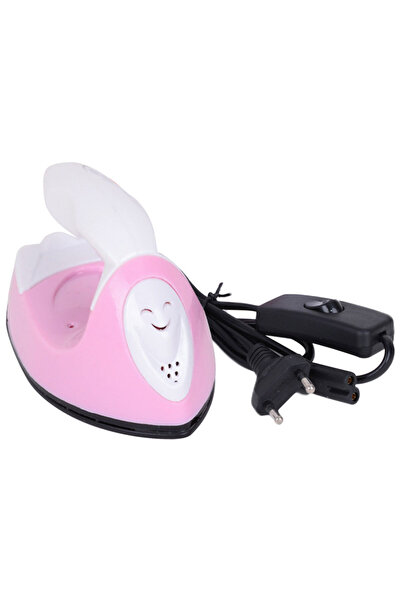 APWIKOGER مكواة حرارية صغيرة محمولة كهربائية صغيرة وردية اللون، تعمل يدويًا، سريعة التسخين.