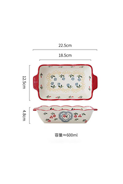 Choice 1pcs YWDL Rectangular Ceramic Baking Dish With Handle Dining Plate Kitchen Salad Cheese Baked Pan Ki