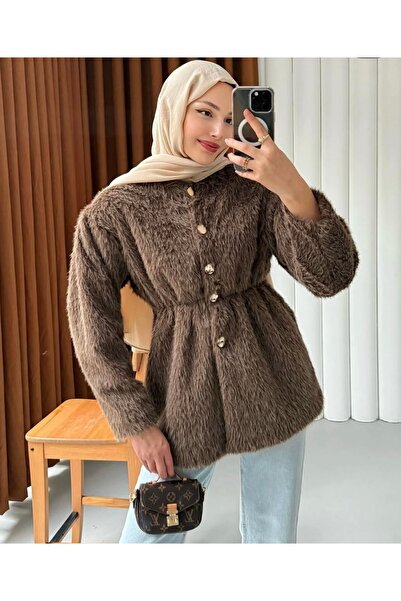 hatun atilla Beli Büzgülü İçi Astarlı Kürk Ceket