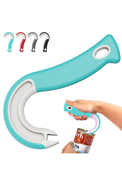 Choice Cyan New Design Easy-Grip Hook Can Opener - Durable Plastic, Perfect for Home & Restaurant Use, Idea