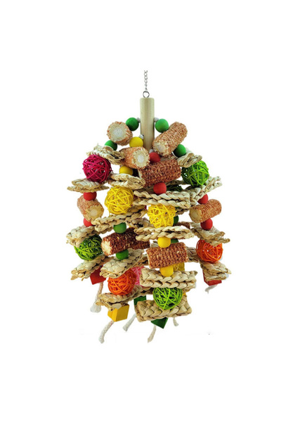 Choice1 لعبة مضغ كبيرة للببغاء، لعبة قفص طيور خشبية ملونة، لعبة ببغاء مصنوعة ...