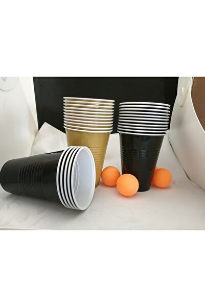 Choice4 مجموعة لعبة بينغ بونغ ذهبية وسوداء، 22 قطعة، أكواب بلاستيكية سعة 16 أ...