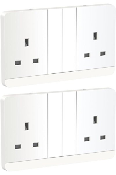 Raco مقبس كهربائي مزدوج من شنايدر أفاتار أون 13 أمبير مزود بمفتاح وغطاء (عبوة من قطعتين، أبيض)