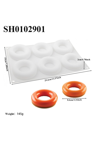 Choice قالب سيليكون دائري بـ 6 تجاويف لصنع كعكة الموس والشوكولاتة، قالب خبز الدونات SH0102901